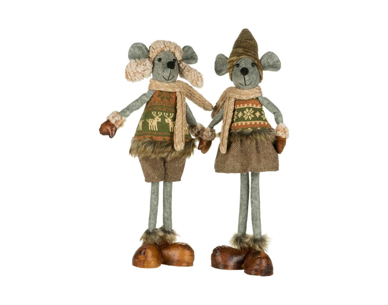 Q3158 - 18.5&quot; GREEN/BROWN STANDING MOUSE - 2 ASST