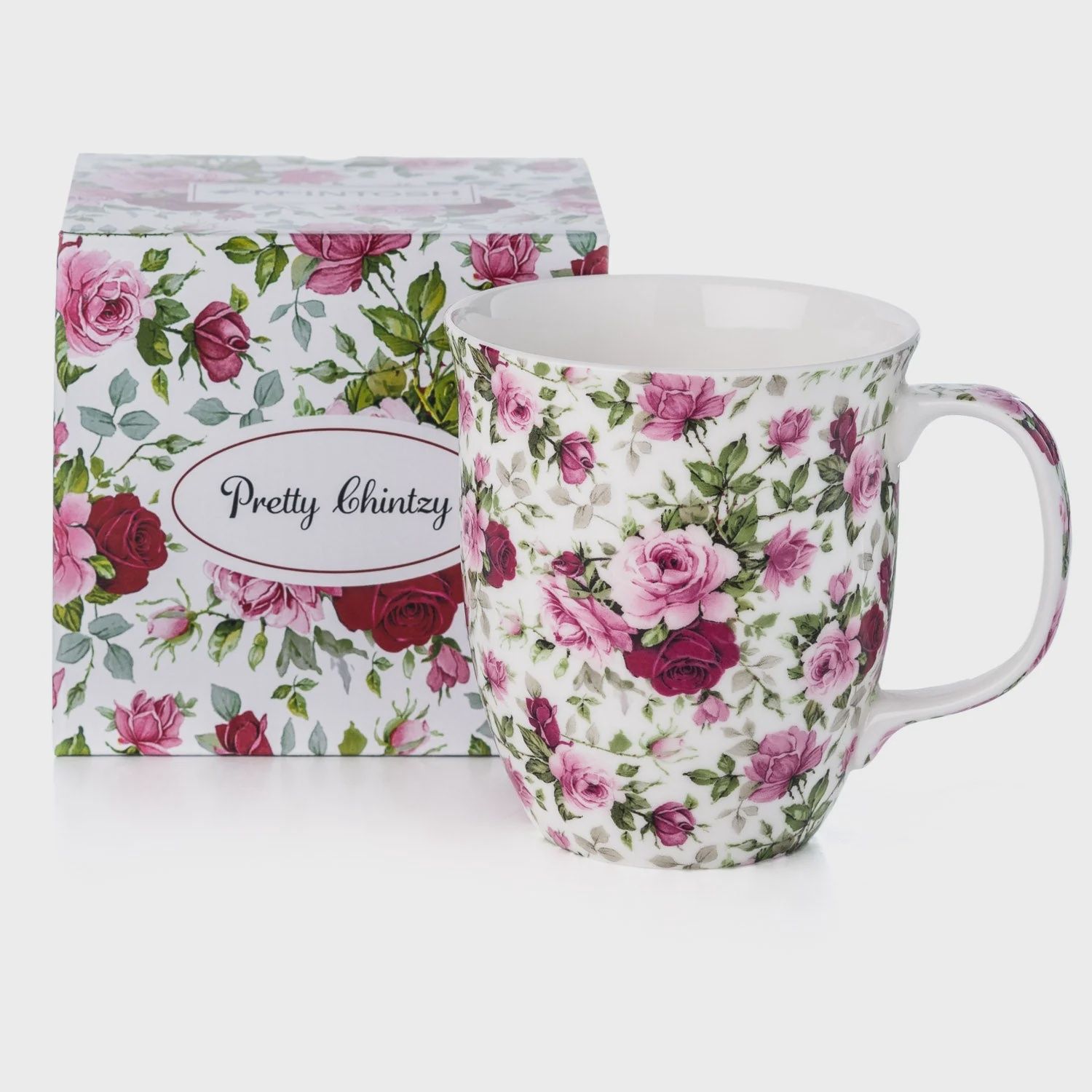 MC0188 - PRETTY CHINTZY RED &amp; PINK ROSES - JAVA MUG