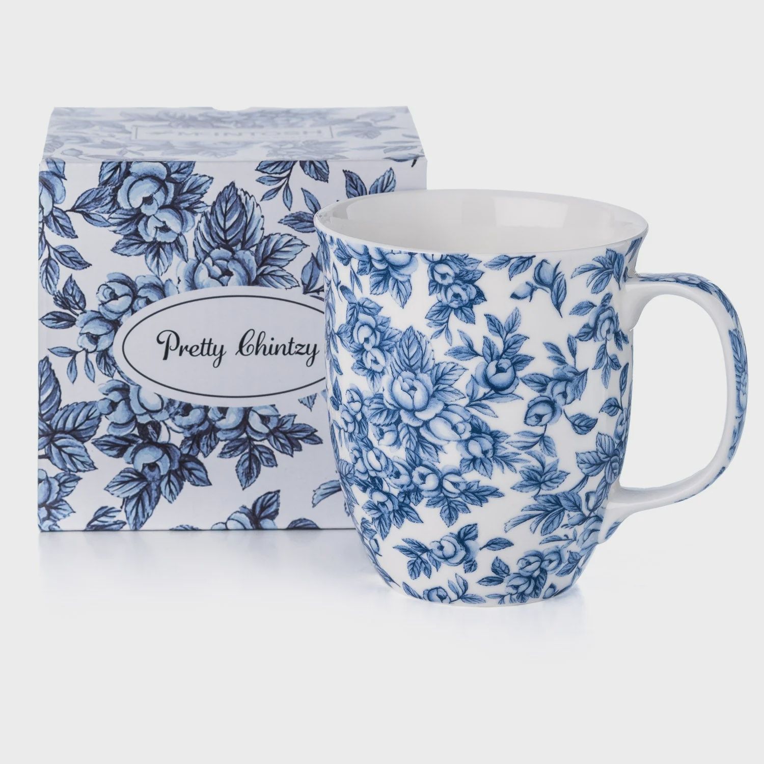 MC0189 - PRETTY CHINTZY LIGHT BLUE ROSES - JAVA MUG