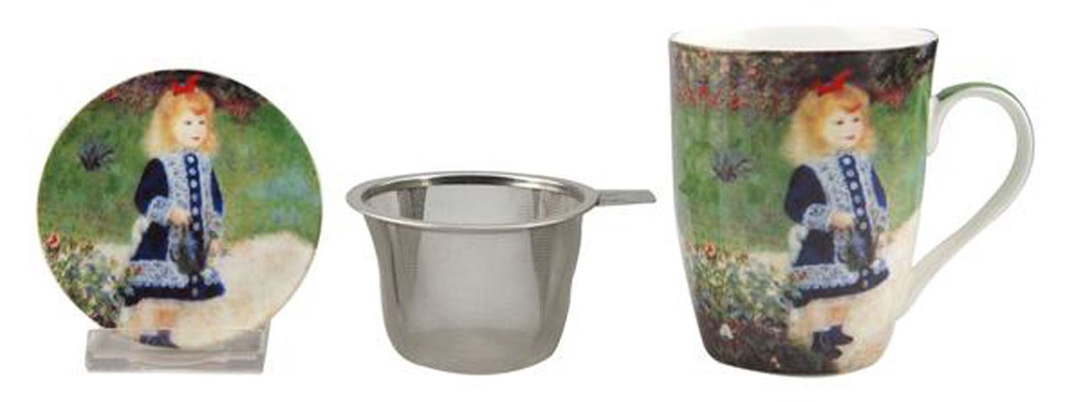 MC020147 - RENOIR GIRL WITH A WATERING CAN - TEA MUG W/ INFUSER &amp; LID