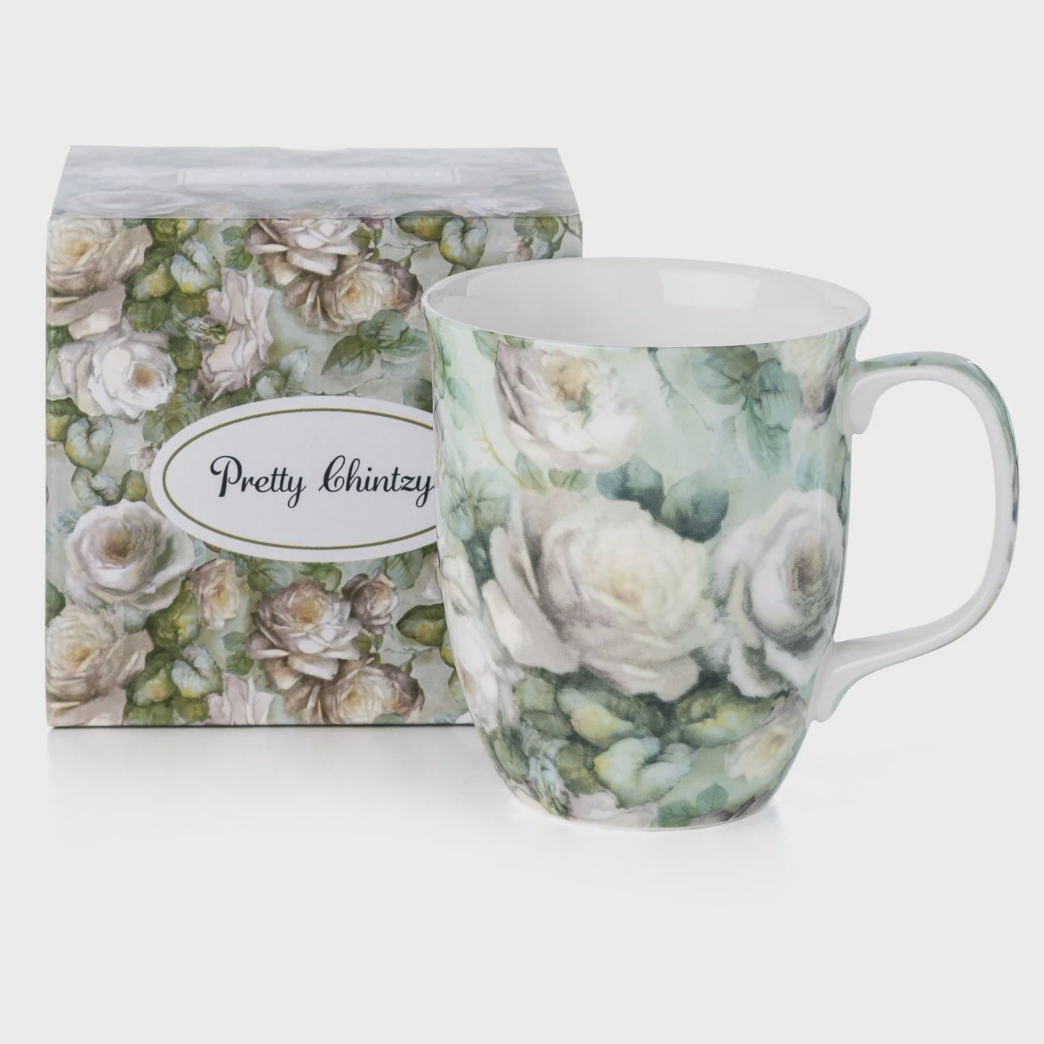 MC0351 - PRETTY CHINTZY WHITE ROSES - JAVA MUG