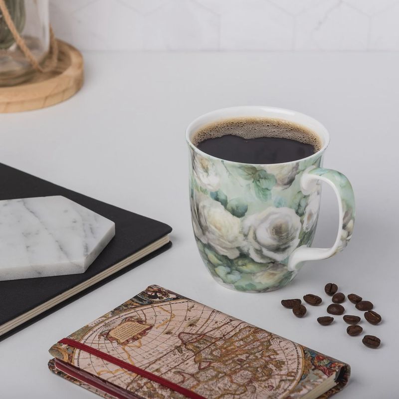 MC0351 - PRETTY CHINTZY WHITE ROSES - JAVA MUG