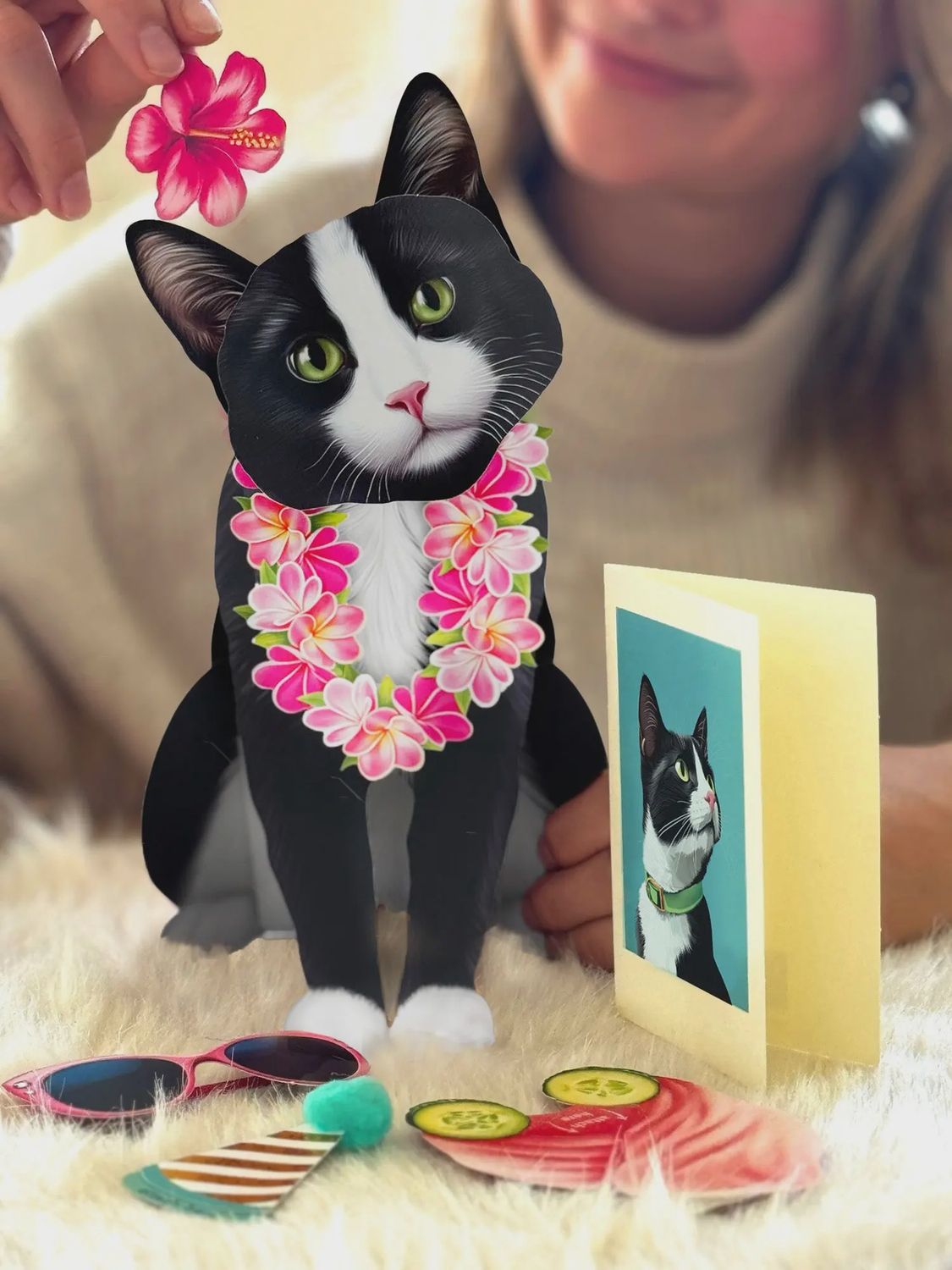 327-1019 - POP-UP PET CARD - TUXEDO CAT