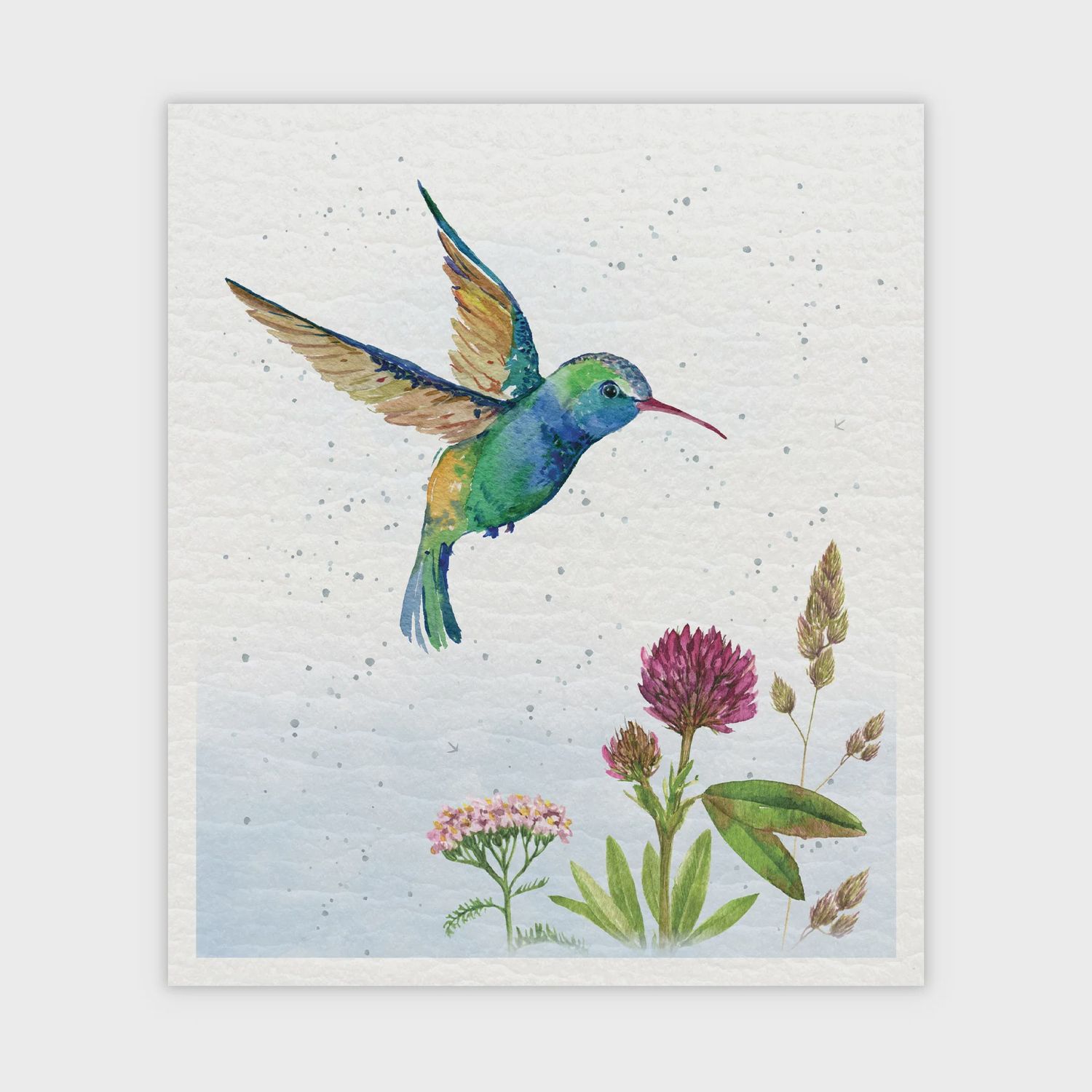 947A-SDC0005- SWEDISH DISH CLOTH S/2 - HANNAH THE HUMMINGBIRD