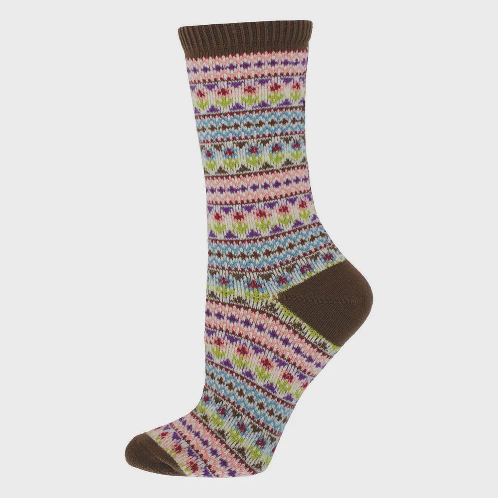 WNS3573-PNK / SWEATER SOCK - BOUNTIFUL FLOWER BEDS / PINK