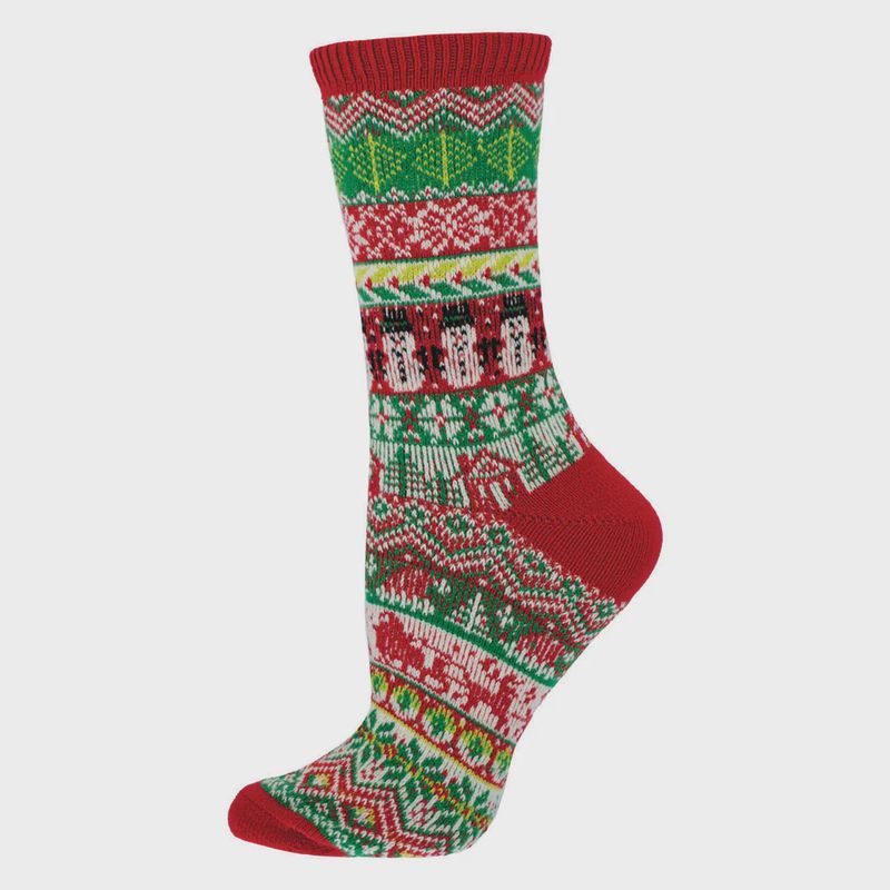 WNS3575-RGN / SWEATER SOCK - TIS THE SEASON / RED+GREEN