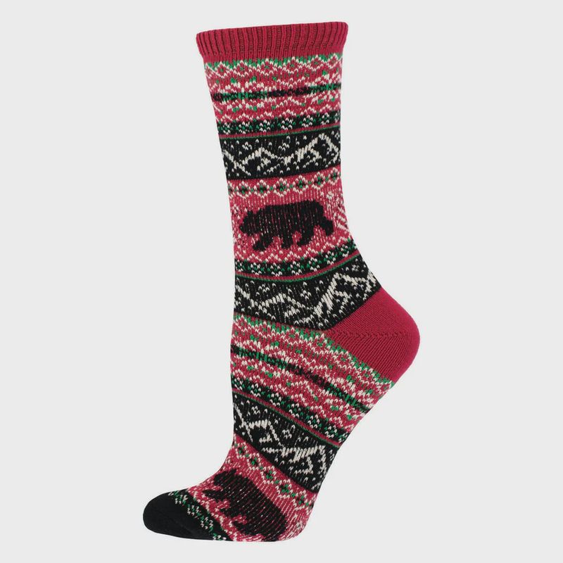 WNS3576-RED / SWEATER SOCK - MOUNTAIN LIFE / RED