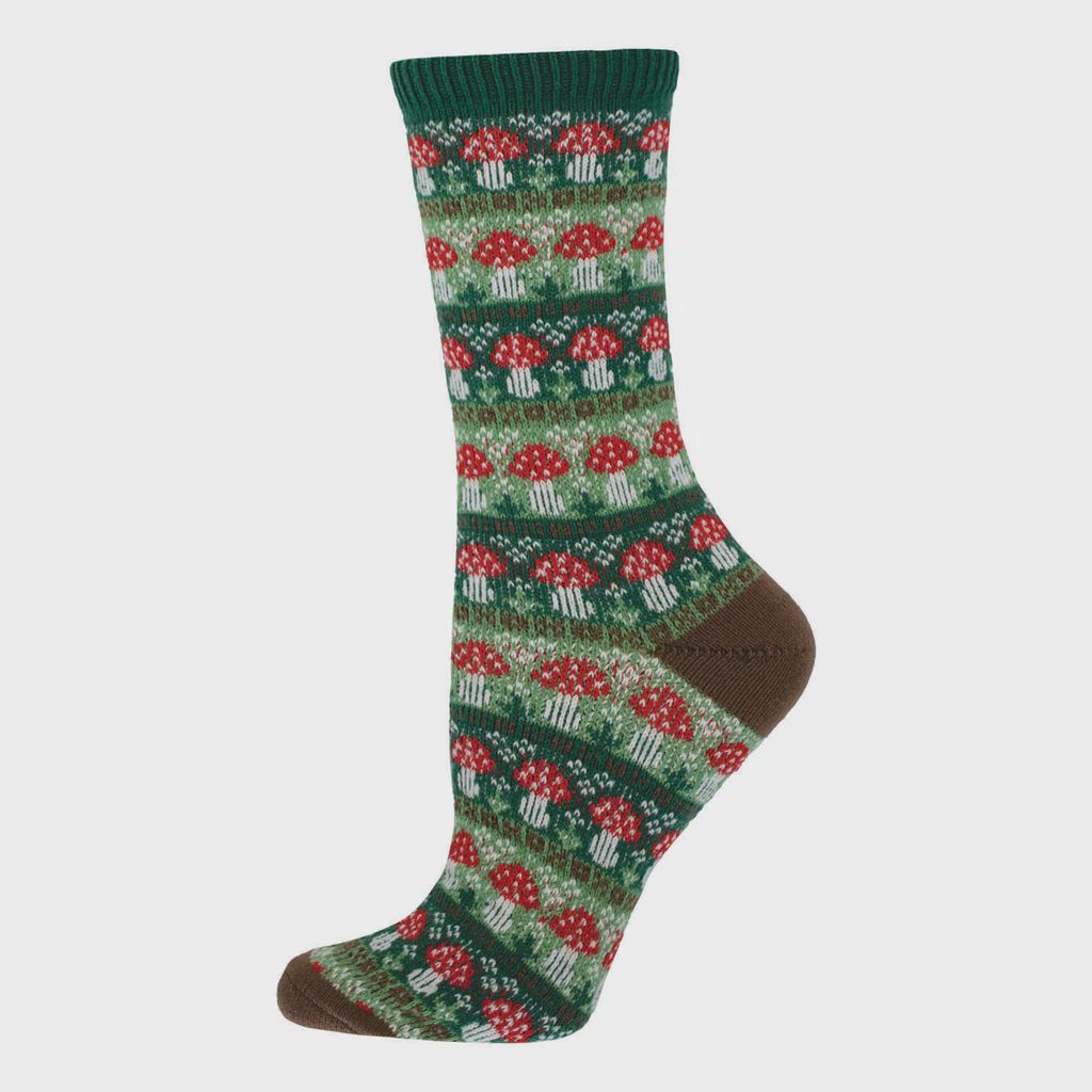WNS3571-GEE / SWEATER SOCK - IN LINE FOR MUSHIES / GREEN