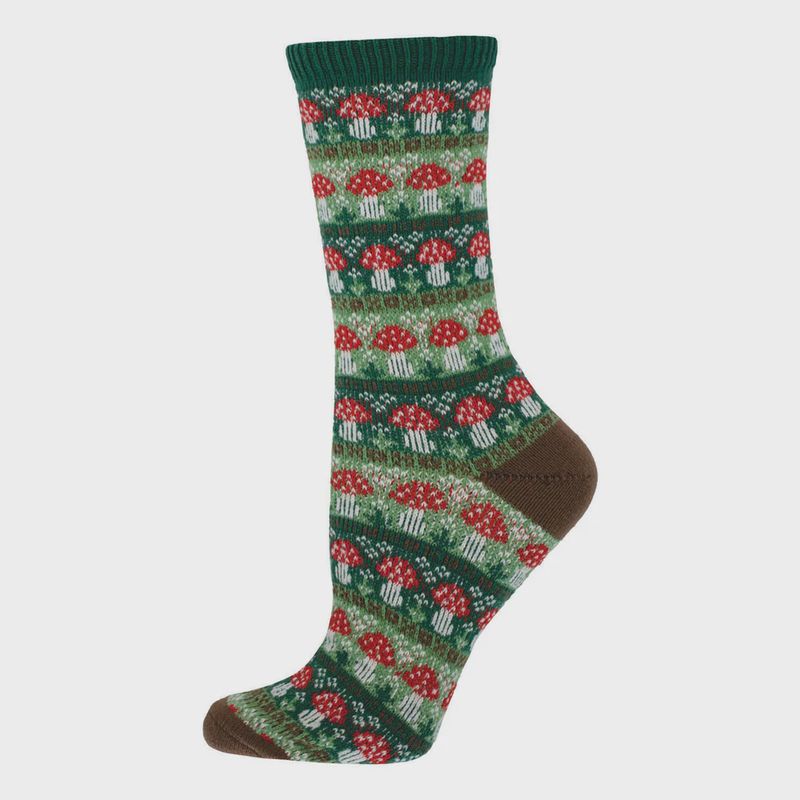 WNS3571-GEE / SWEATER SOCK - IN LINE FOR MUSHIES / GREEN
