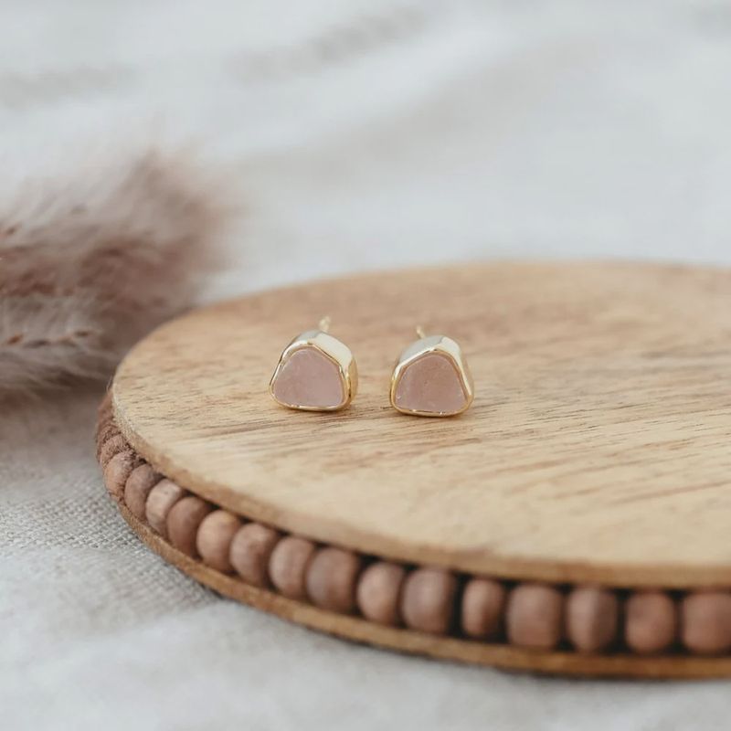 FLECKS-S-RSE QRTZ - FLECK STUDS-SILVER-ROSE QUARTZ