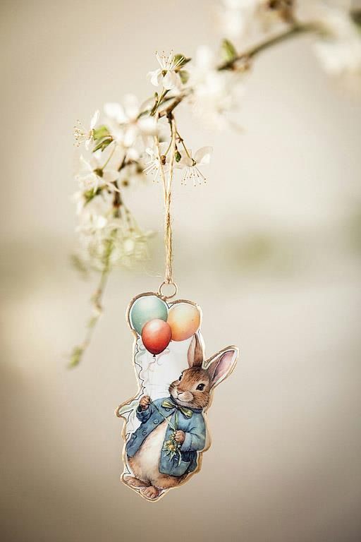 37-IMPRINT-138 - EASTER RABBIT W/BALLOONS ORNAMENT