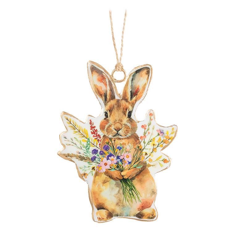 37-IMPRINT-167 - BUNNY HOLDING FLOWERS ORNAMENT