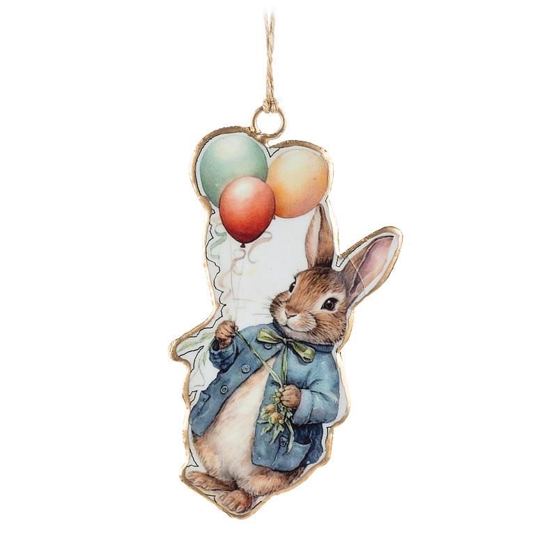 37-IMPRINT-138 - EASTER RABBIT W/BALLOONS ORNAMENT