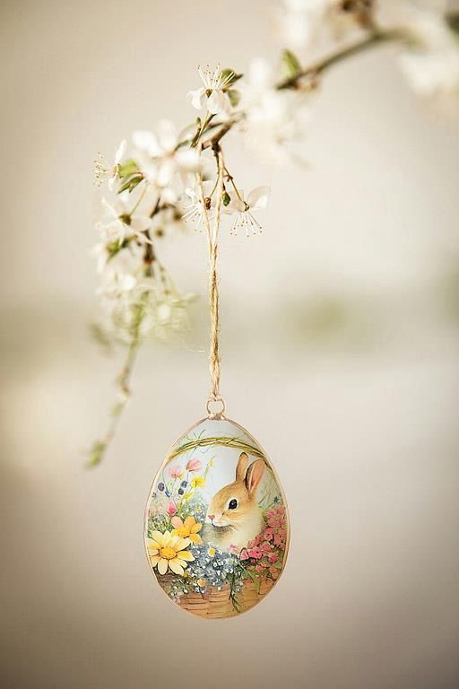 37-IMPRINT-136 - VINTAGE BUNNY EGG ORNAMENT / 3ASST