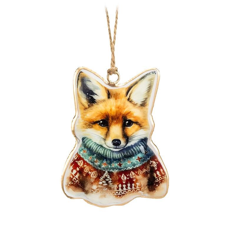 37-IMPRINT-129 - RED FOX IN SWEATER ORNAMENT