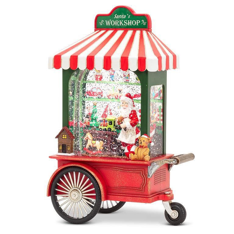 27-MARVEL-0108 - SANTA WORKSHOP CART GLITTER LED LANTERN