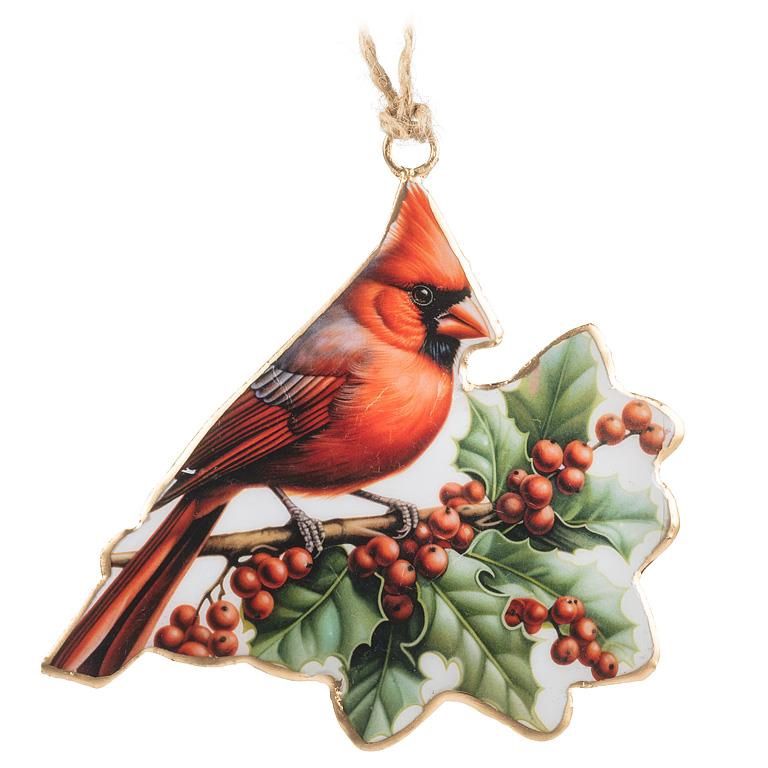 37-IMPRINT-145 - CARDINAL &amp; HOLLY ORNAMENT