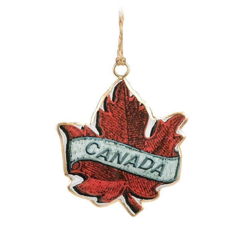 1337-IMPRINT-LEAF - MAPLE LEAF W/CANADA ORNAMENT