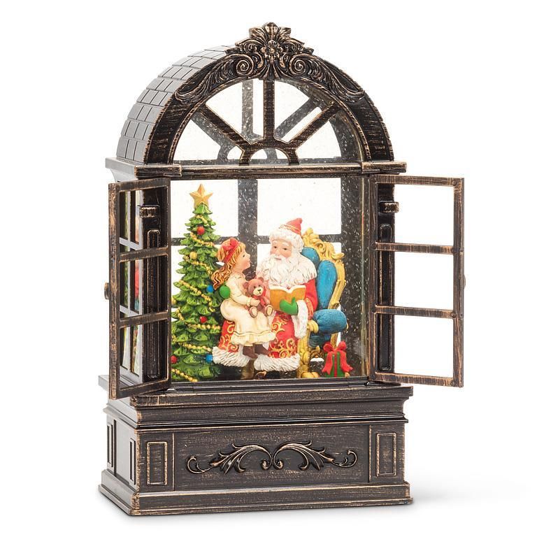 27-MARVEL-2026 - SANTA &amp; CHILD IN GLITTER LED LANTERN W/WINDOW