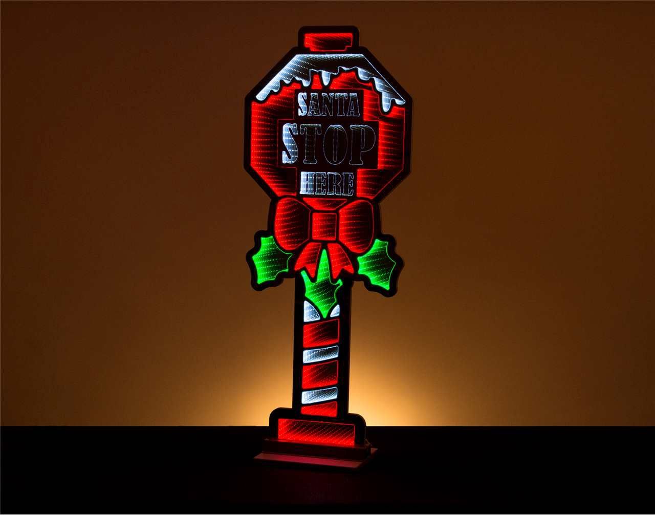 X4278 - INFINITY LIGHT - 48&quot; SANTA STOP HERE  W/BASE