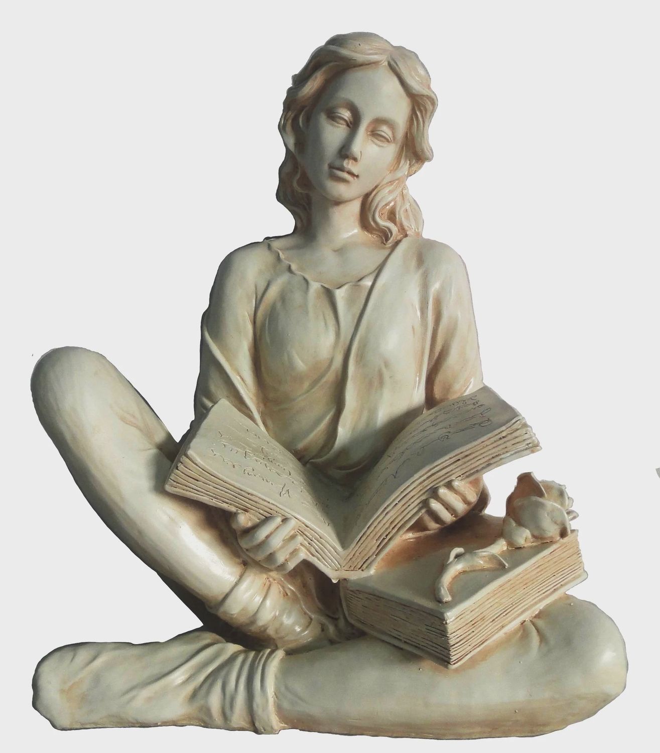 77570AW - SITTING LADY READING BOOKS  / 20&quot; H