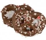H1155X - 2 GOURMET MILK CHOCOLATE 3 RING PRETZEL W/PEPPERMINT