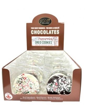 H49500 - MILK OR DARK CHOCOLATE OREO COOKIE W/PEPPERMINT TOPPING