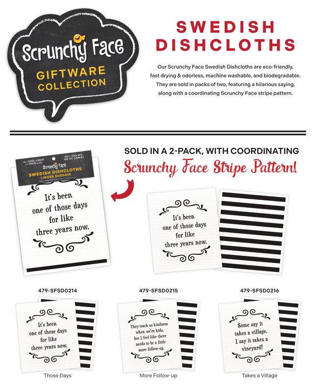 479-SFSD0216 - SCRUNCHY FACE SWEDISH DISHCLOTH / TAKES A VILLAGE - SET/2