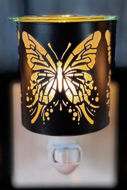 NL252223 - NIGHT LIGHT W/WAX WARMER - BLACK BIG BUTTERFLY