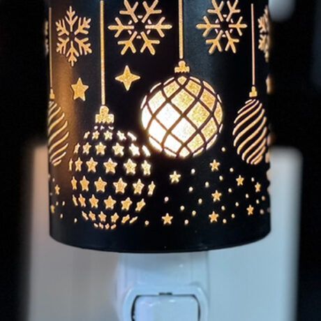 NL252243 - NIGHT LIGHT W/WAX WARMER - BLACK SEASON&#39;S GREETINGS