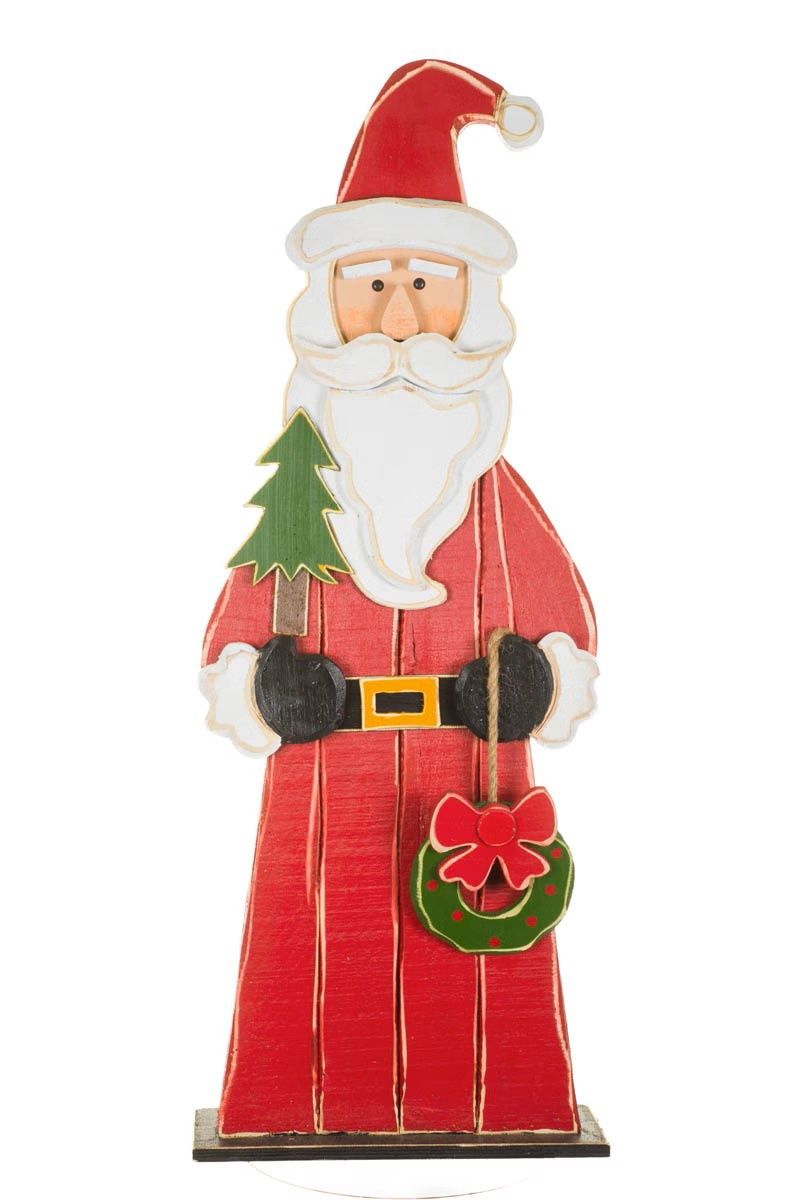S3033 - PORCH SITTER - WOODEN SANTA W/WREATH