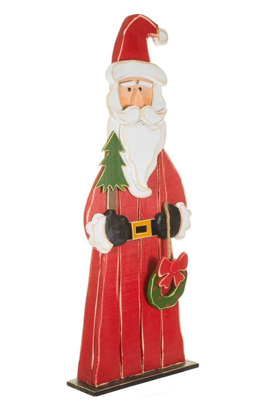 S3033 - PORCH SITTER - WOODEN SANTA W/WREATH