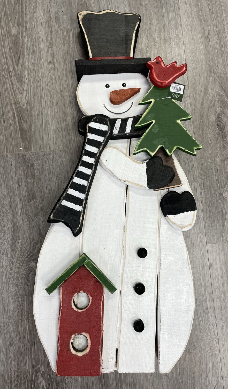 S3032 - PORCH SITTER - WOODEN SNOWMAN W/BIRDHOUSE