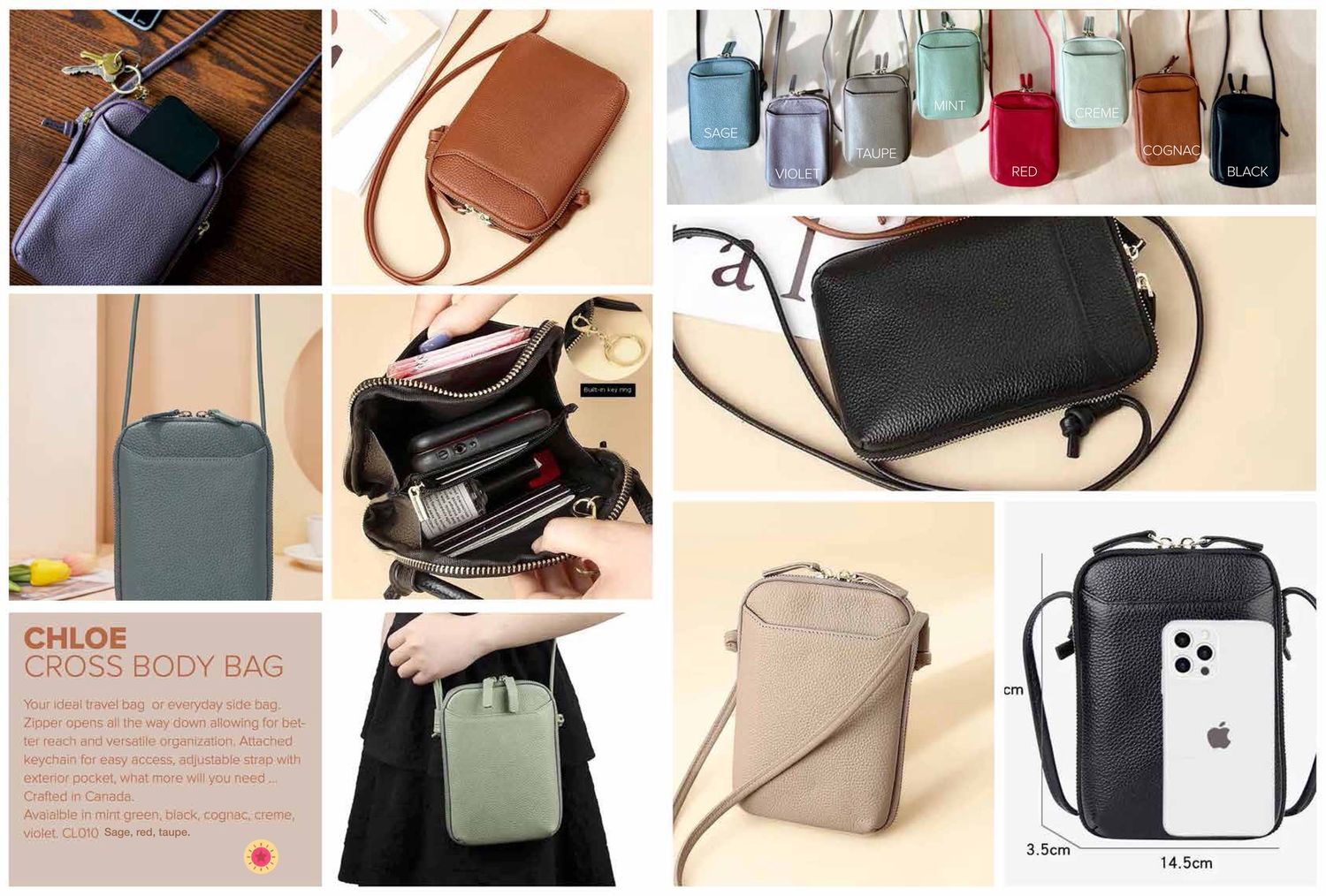 CLO010-RED - CHLOE ZIPPER SIDE BAG