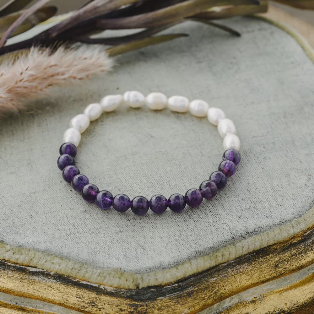 NAYA BRACELET - WHITE PEARL/AMETHYST