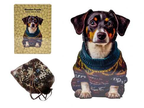 MES11 - WOODEN PUZZLE - DOG IN SWEATER - 201 PIECES