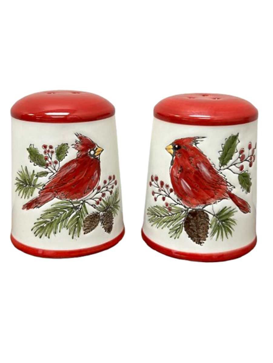 JIC47S - SALT &amp; PEPPER - CARDINAL ON BRANCH