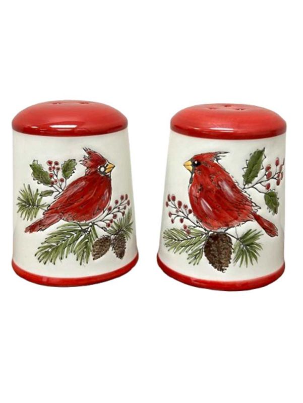 JIC47S - SALT &amp; PEPPER - CARDINAL ON BRANCH