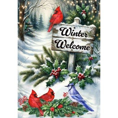 10081 - GARDEN FLAG - WINTER WELCOME/BIRDS
