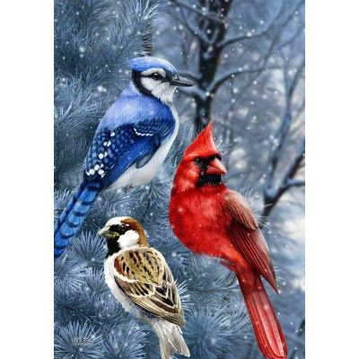 10111 - GARDEN FLAG - WINTER BIRDS