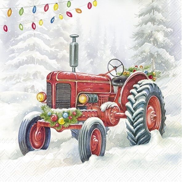 L1092700 - LUNCHEON NAPKIN / FESTIVE TRACTOR