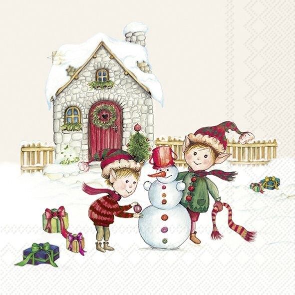 C1086860 - COCKTAIL NAPKIN / ELVES AT WORK