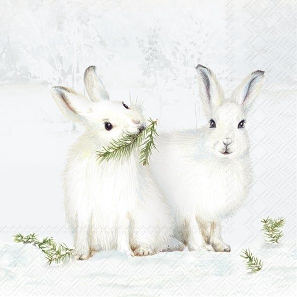 C1093900 - COCKTAIL NAPKIN / SNOW RABBITS