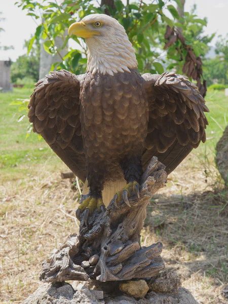 87980 - BALD EAGLE ON STUMP WITH WINGS OUT / 13.75" H