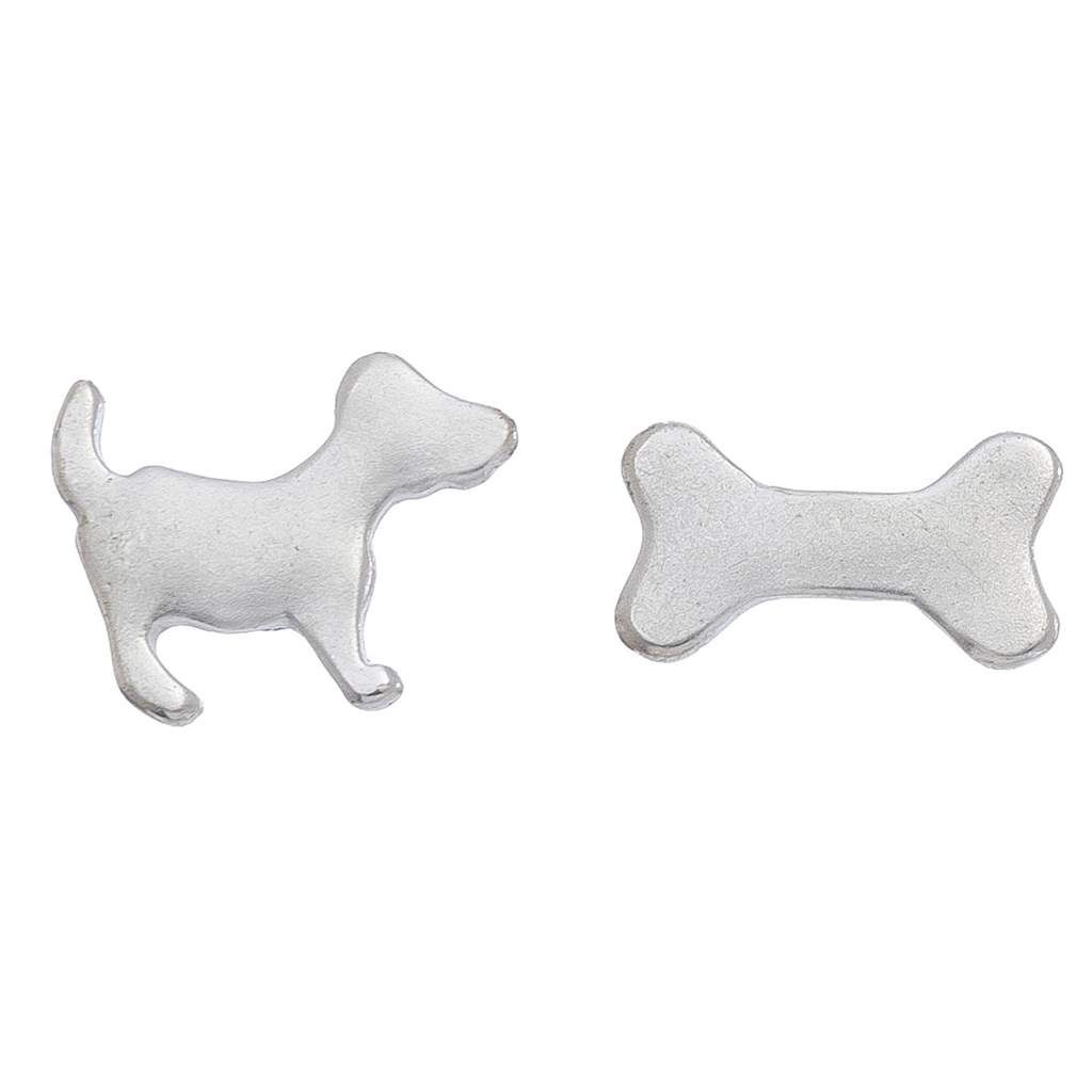 HW42464-76 - EARRING STUD BUD DOG/BONE SILVER