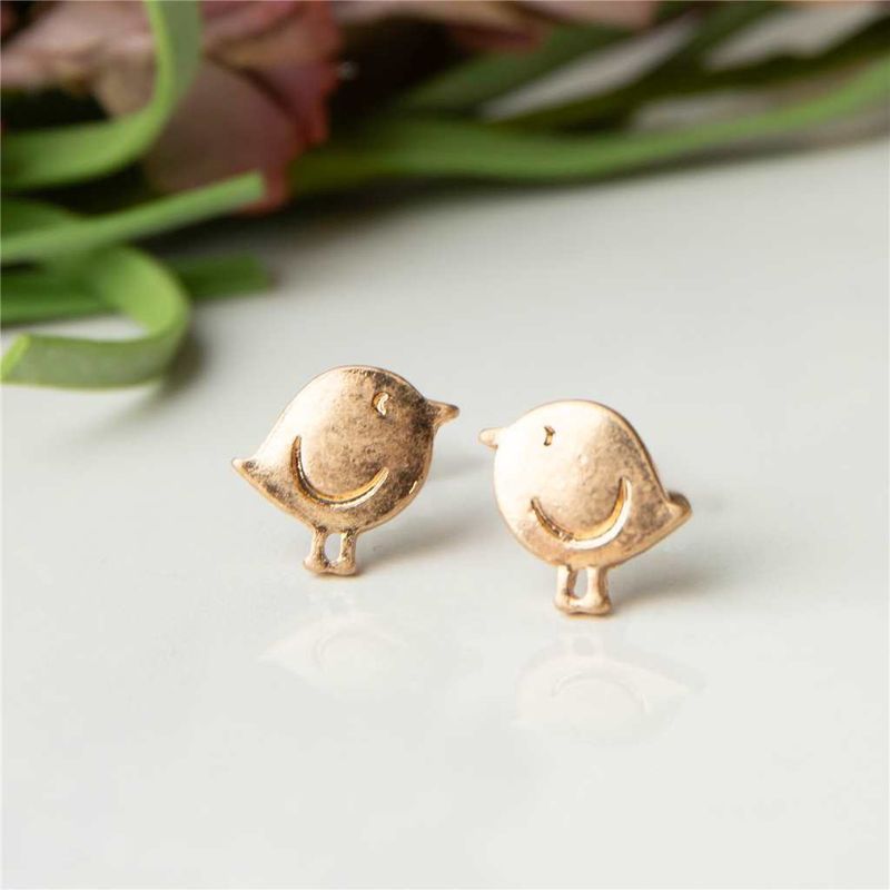 HW42531-76 - EARRING STUD BUD BIRD GOLD