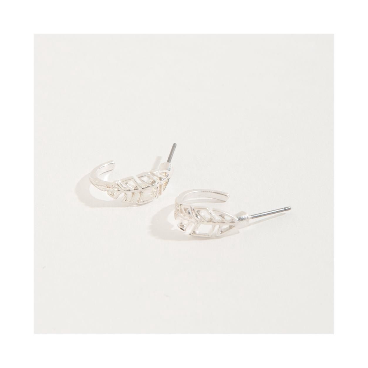 HW42503-76 - EARRING STUD BUD FEATHER SILVER