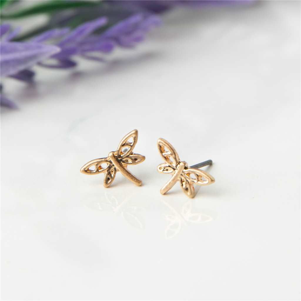 HW42405-76 - EARRING STUD BUD DRAGNFLY GOLD