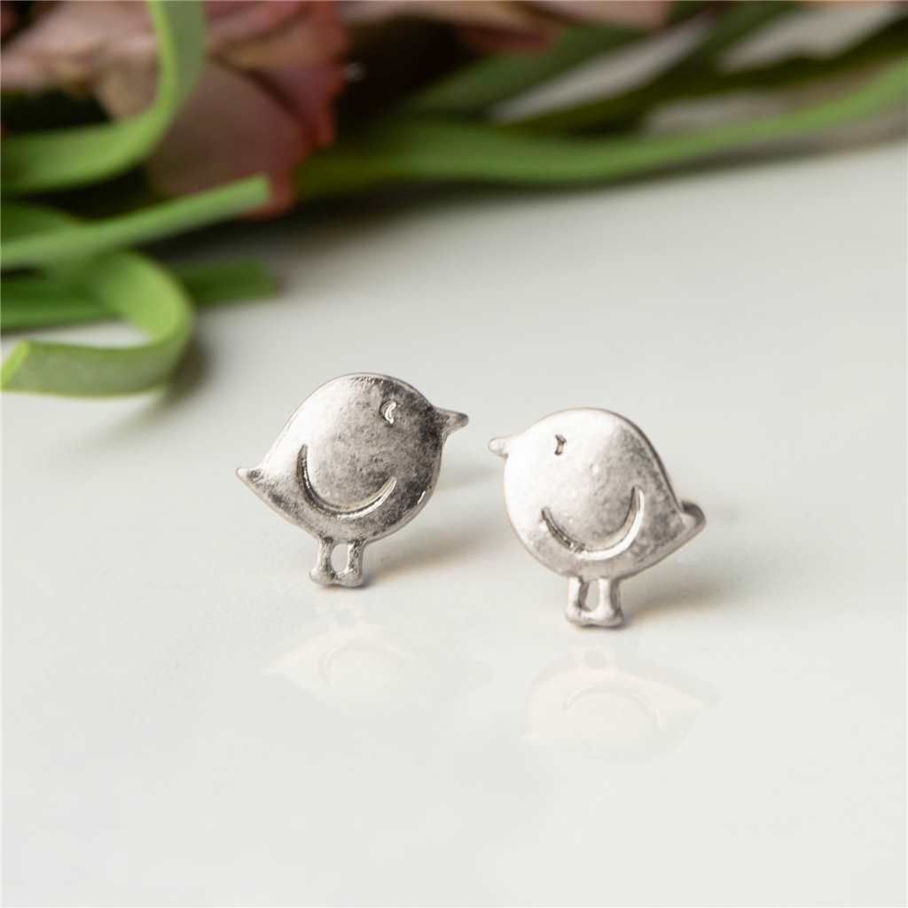 HW42532-76 - EARRING STUD BUD BIRD SILVER