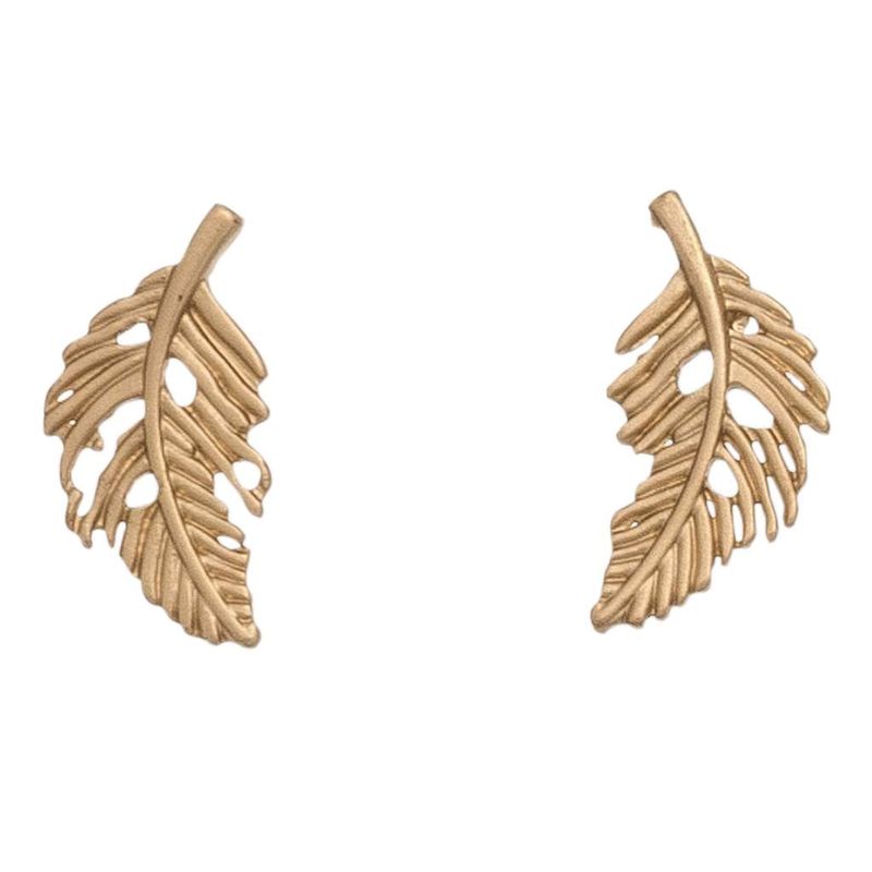 HW42353-76 - EARRING STUD BUD FEATHER GOLD